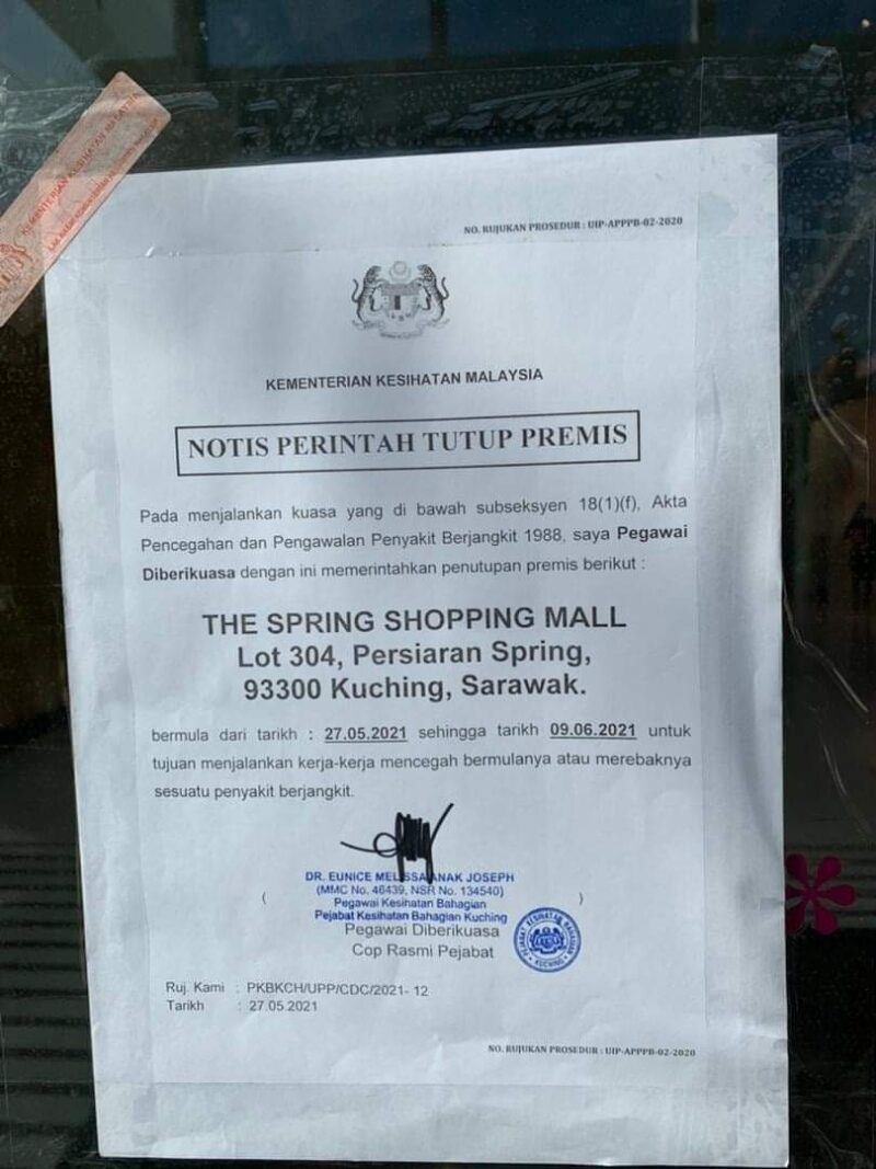 The Spring Shopping Mall Closes For 2 Weeks For Covid 19 Preventive Measures To Be Carried Out Dayakdaily
