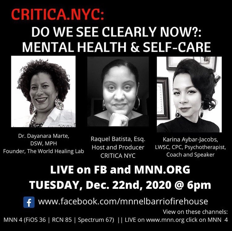 Raquel Batista, Dr. Dayanara Marte, and Psychotherapist Karina Aybar on the MNN El Barrio