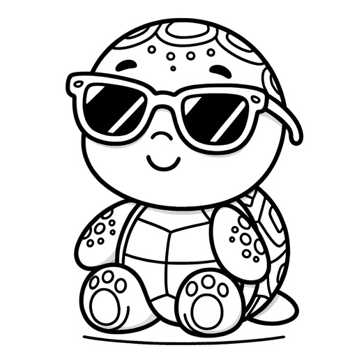Turtle in Sunglasses Coloring Page 4 Free Printable Pages