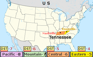 Tennessee Time Zone Map Daylight Savings Time Tennessee, Usa Dst - Time Zone, Time Change 2022