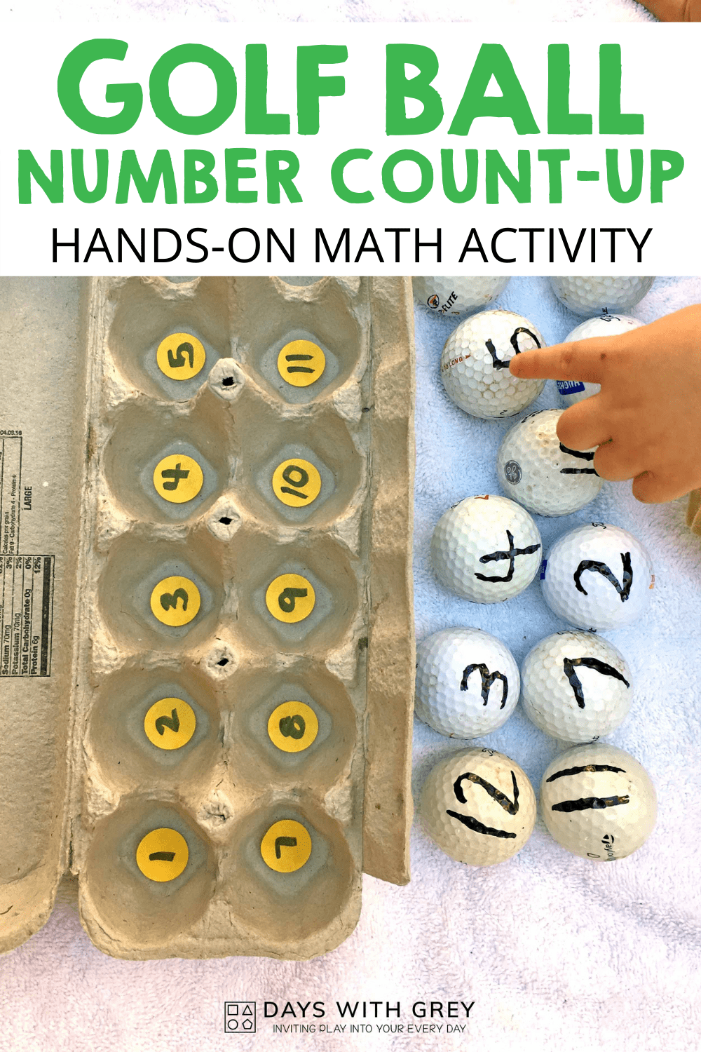 Golf Ball Number CountUp for Preschool Days With Grey