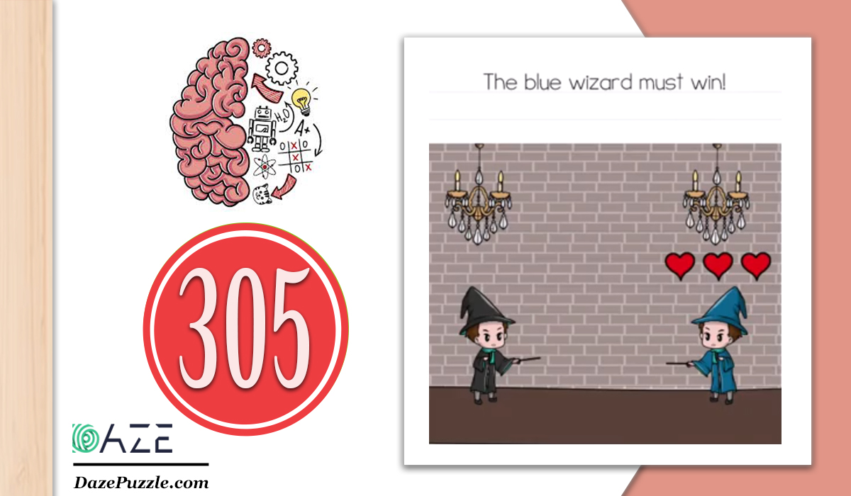 Brain Test Level 305 (NEW) The blue wizard must win Answer Daze Puzzle