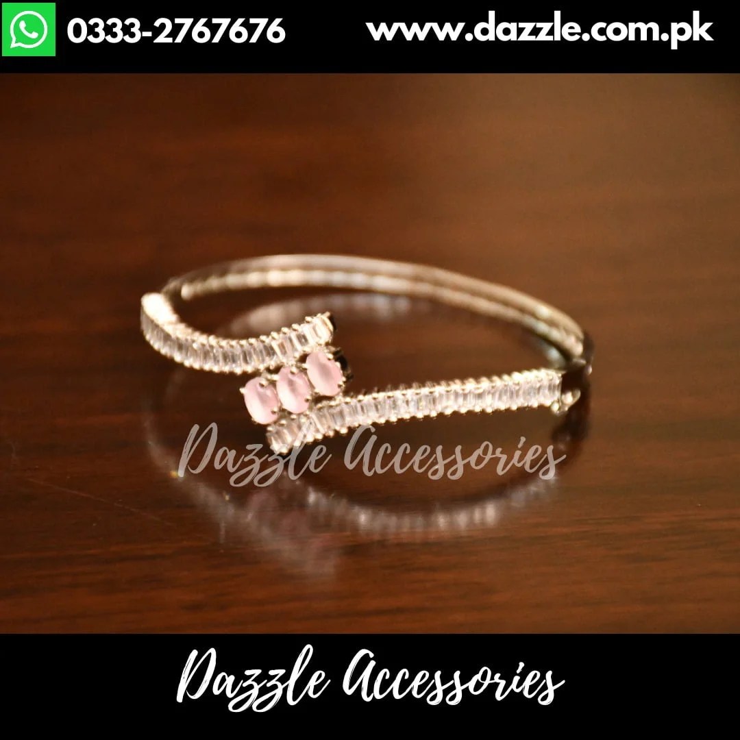 Pink Diamond Cut Bracelet Silver Bangle BraceletDazzle Accessories