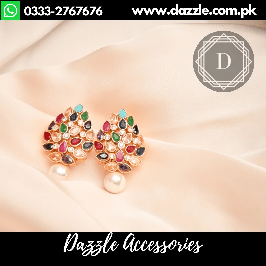 Multi Color Golden Pearl Earrings Dazzle Accessories