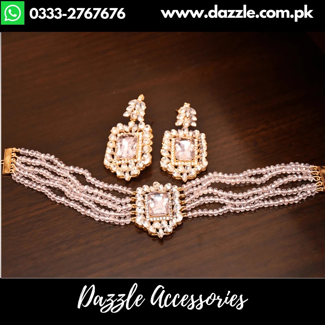 Pink Crystal Choker Set Dazzle Accessories