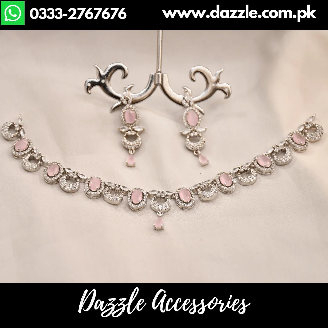 Pink Silver Choker Set Dazzle Accessories