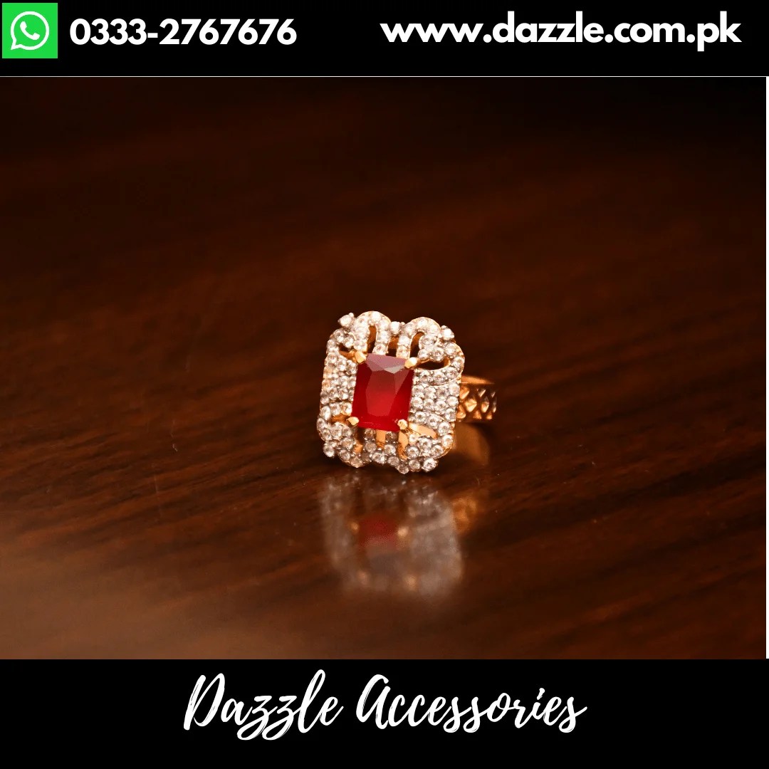Maroon Statement Ring Adjustable Size Dazzle Accessories
