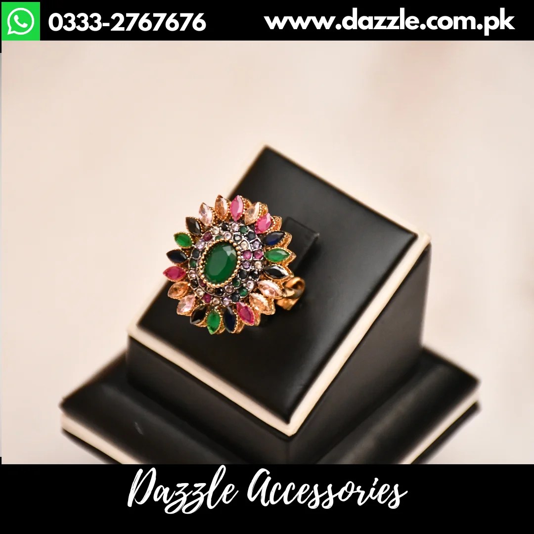 MultiColor Ring Design Pakistan Adjustable Size Dazzle Accessories