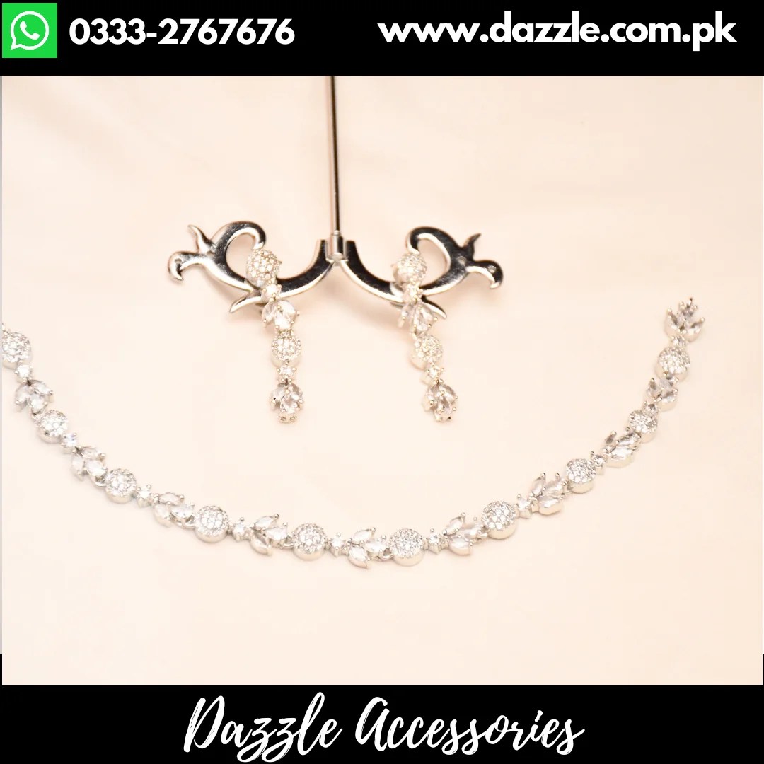 Pink Silver Choker Set Dazzle Accessories