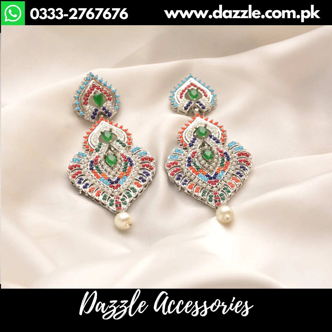 MultiColor Silver Statement Earrings Dazzle Accessories