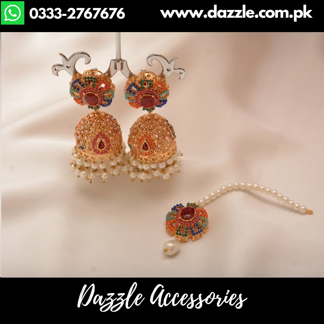 Multi Color Jhumki with Bindia Dazzle Accessories