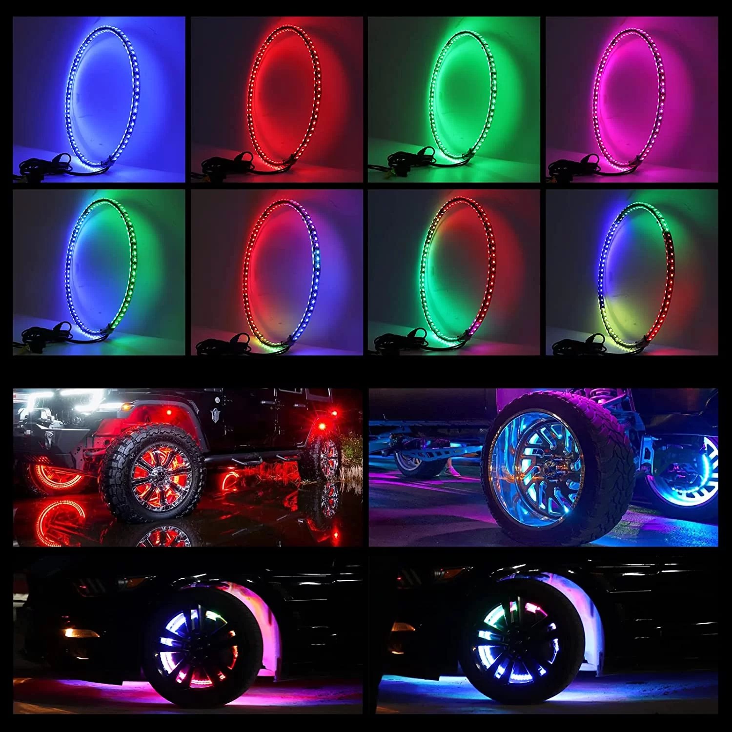 DoubleRow LED Wheel Lights 11″ for Golf Carts Dazzle Ride