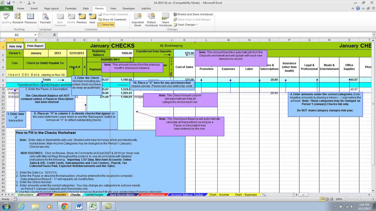 Basic Bookkeeping In Excel —