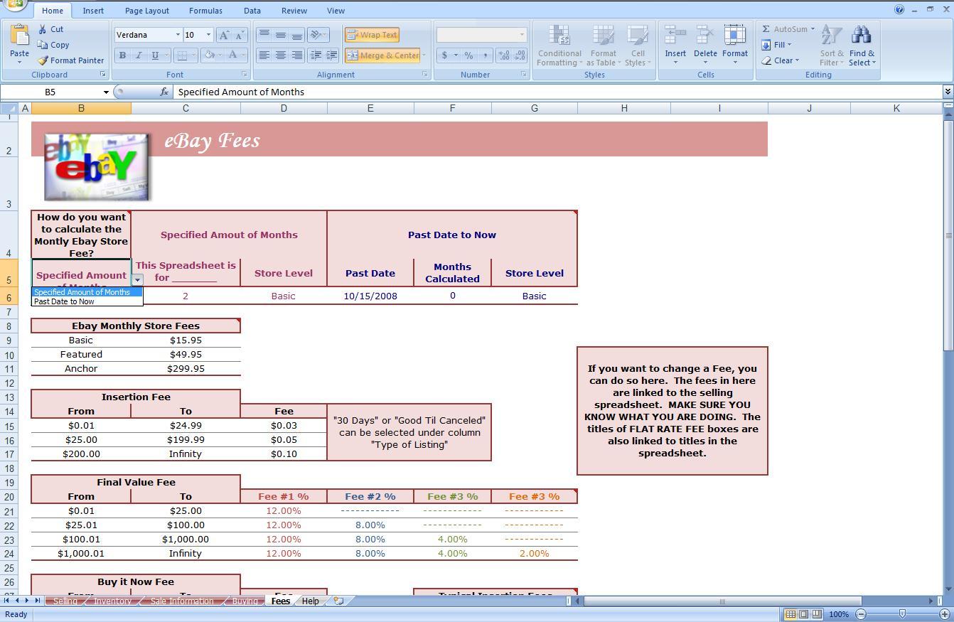 Ebay Spreadsheet Template —