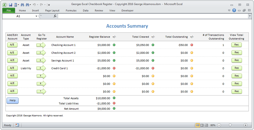 excel checkbook register formula —