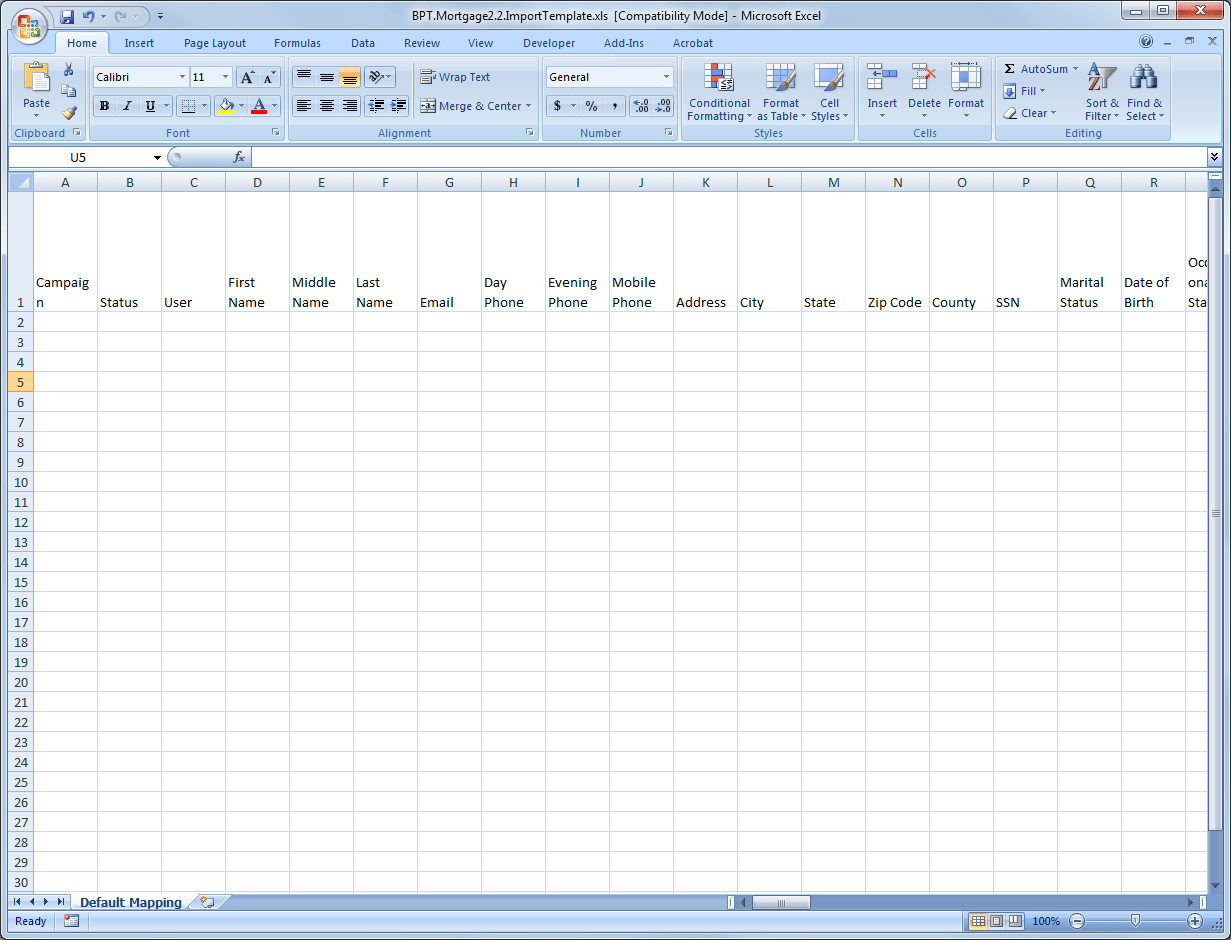 Mortgage Spreadsheet Template —