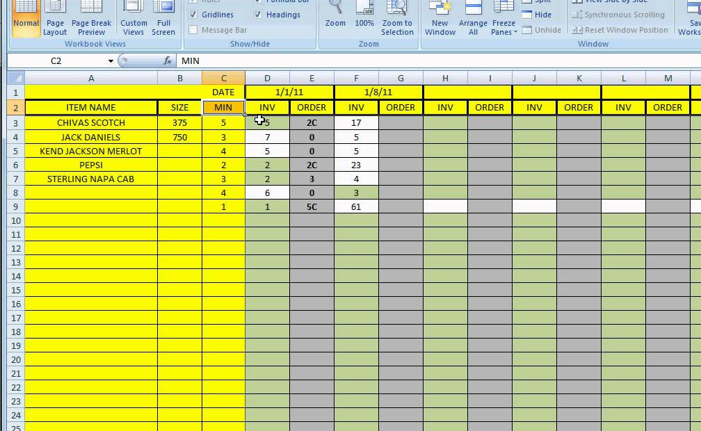 Sample Excel File Inventory —