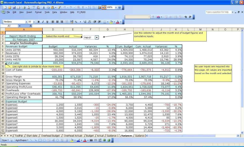 Excel Spreadsheet For Budget —