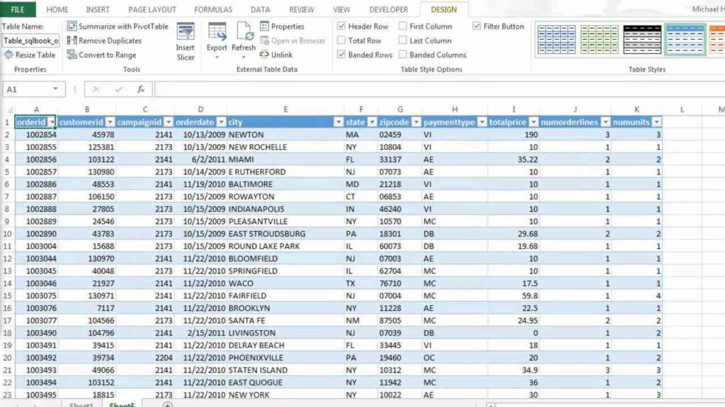 Excel Spreadsheet Database —