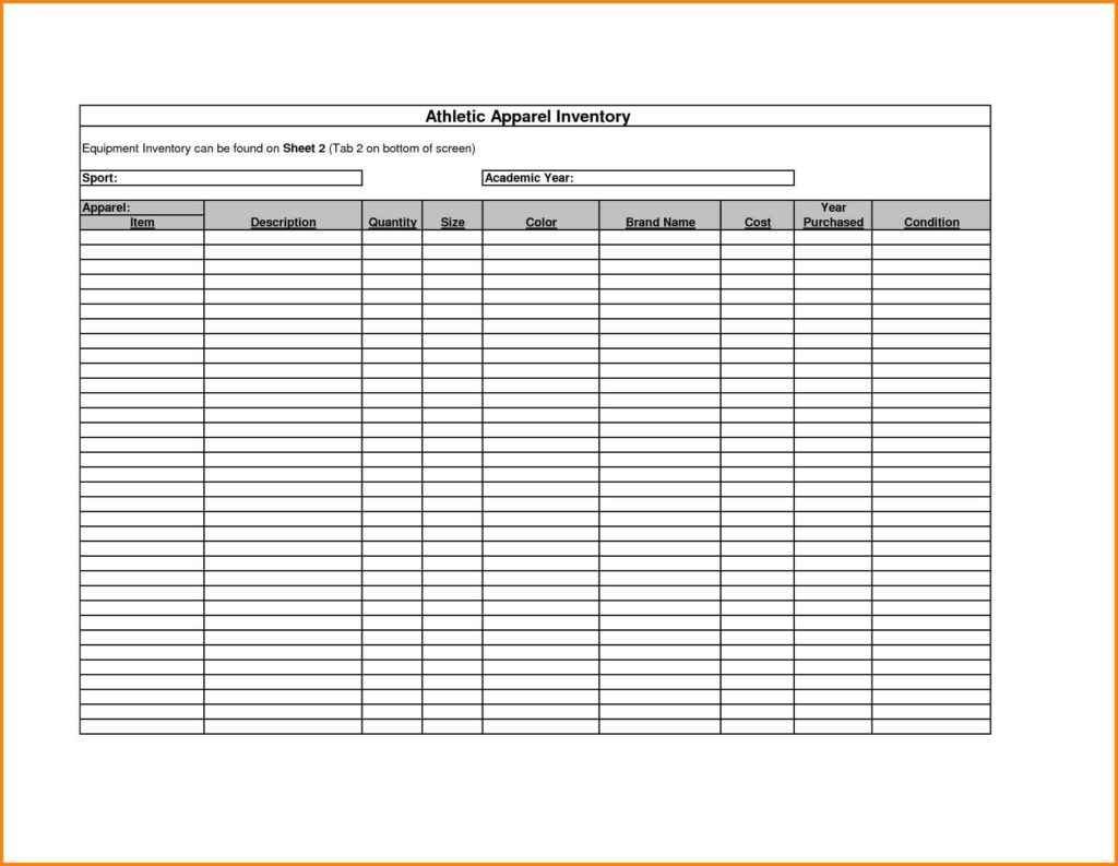 Sample Bar Inventory Spreadsheet —