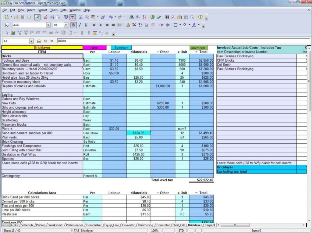 Estimating Spreadsheet Template 1 Spreadsheet Templates for Busines