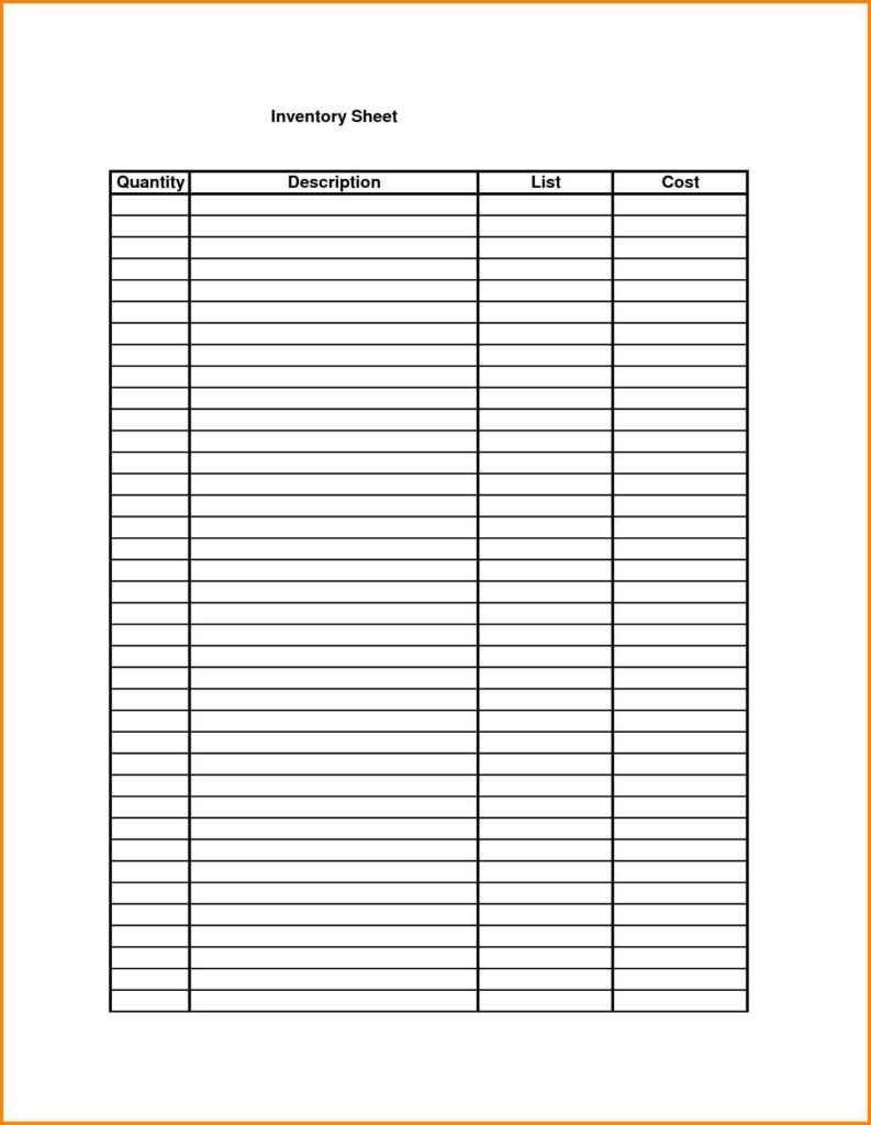 Sample Inventory Spreadsheet —