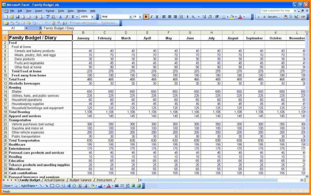 spreadsheet examples for budget —