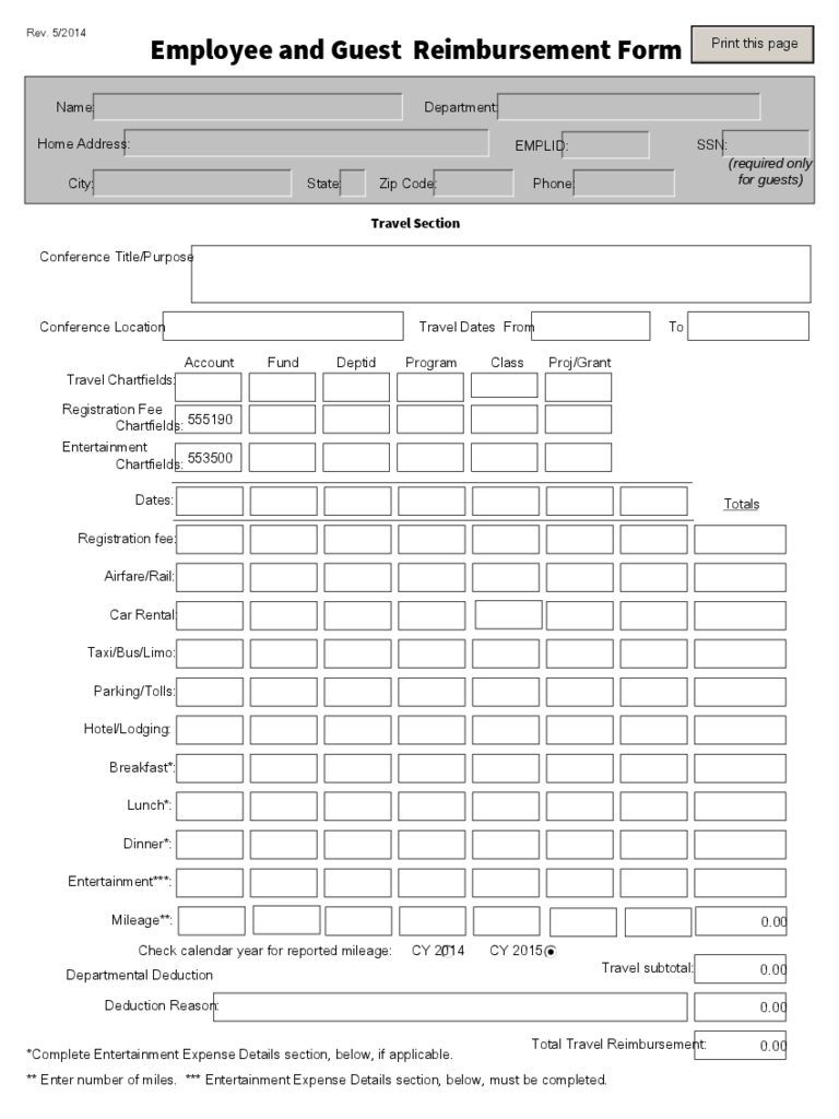 general reimbursement form —