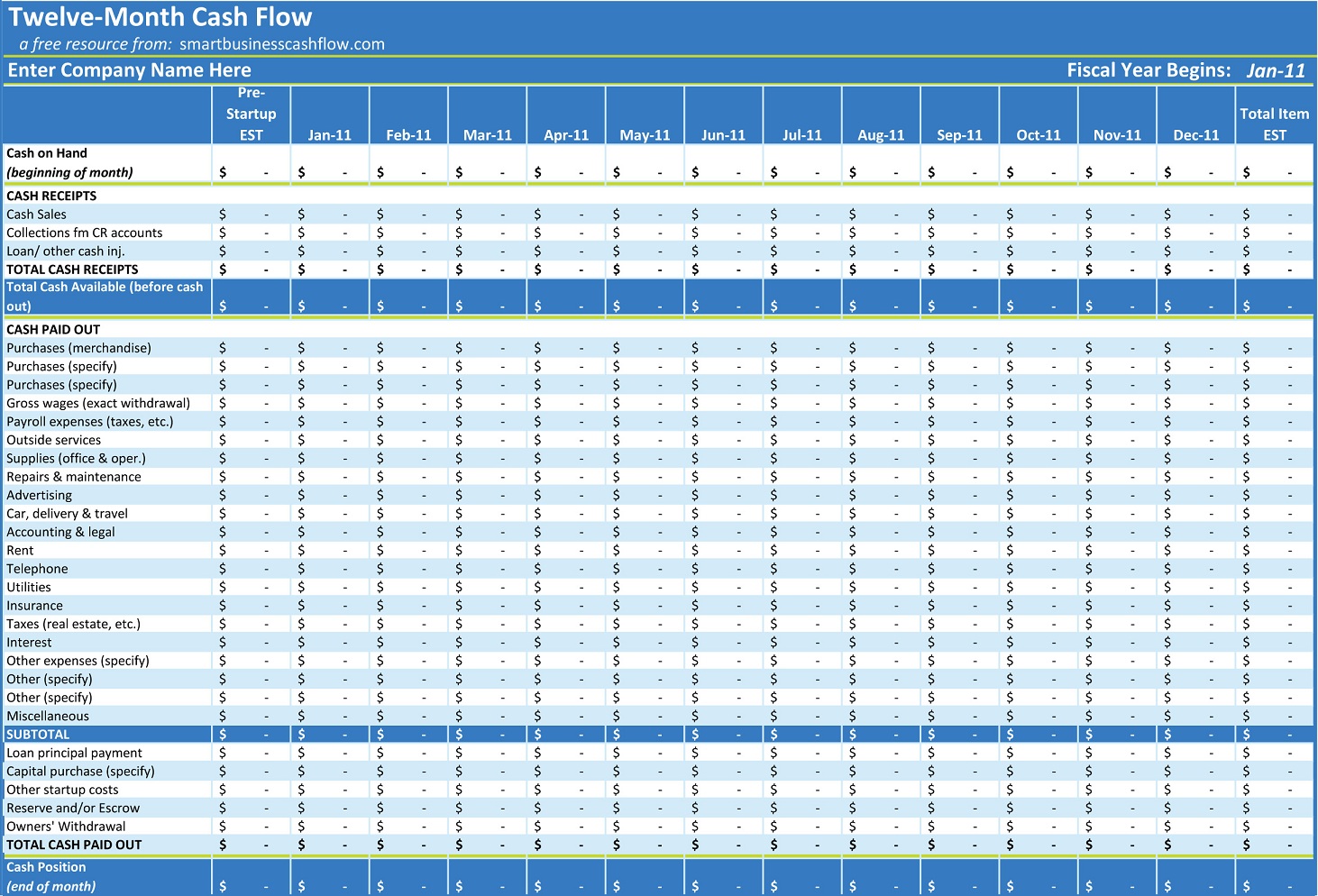 Cash Flow Projection — db-excel.com