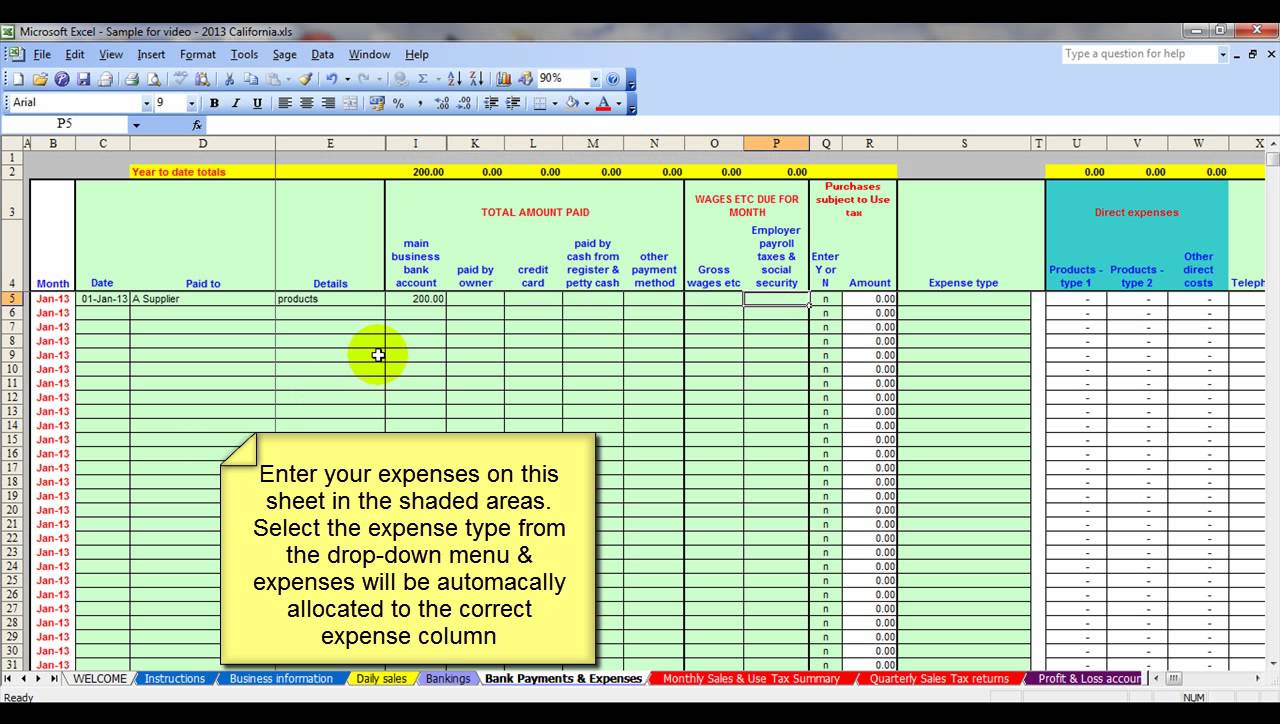 Basic Accounting Spreadsheet —