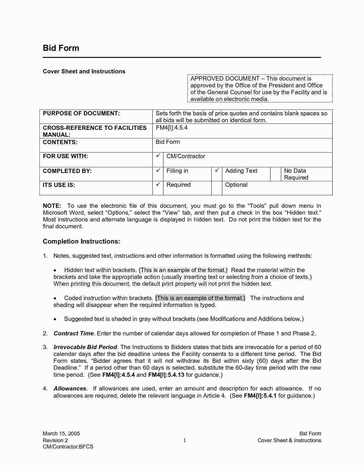 Construction Bid Template Pdf Awesome General Contractor Contract with