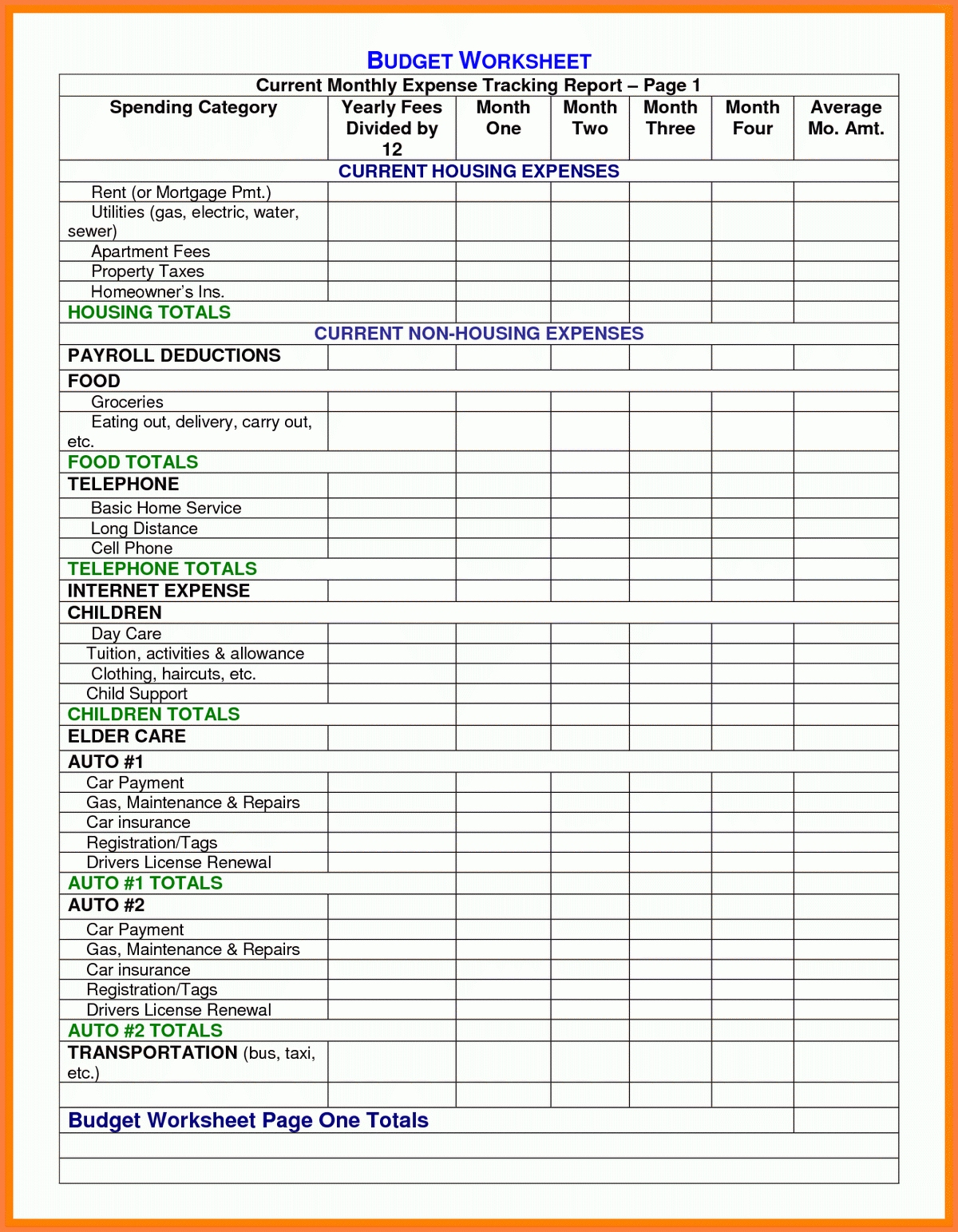 Construction Cost Spreadsheet Home Business Expense With 6 Expenses and