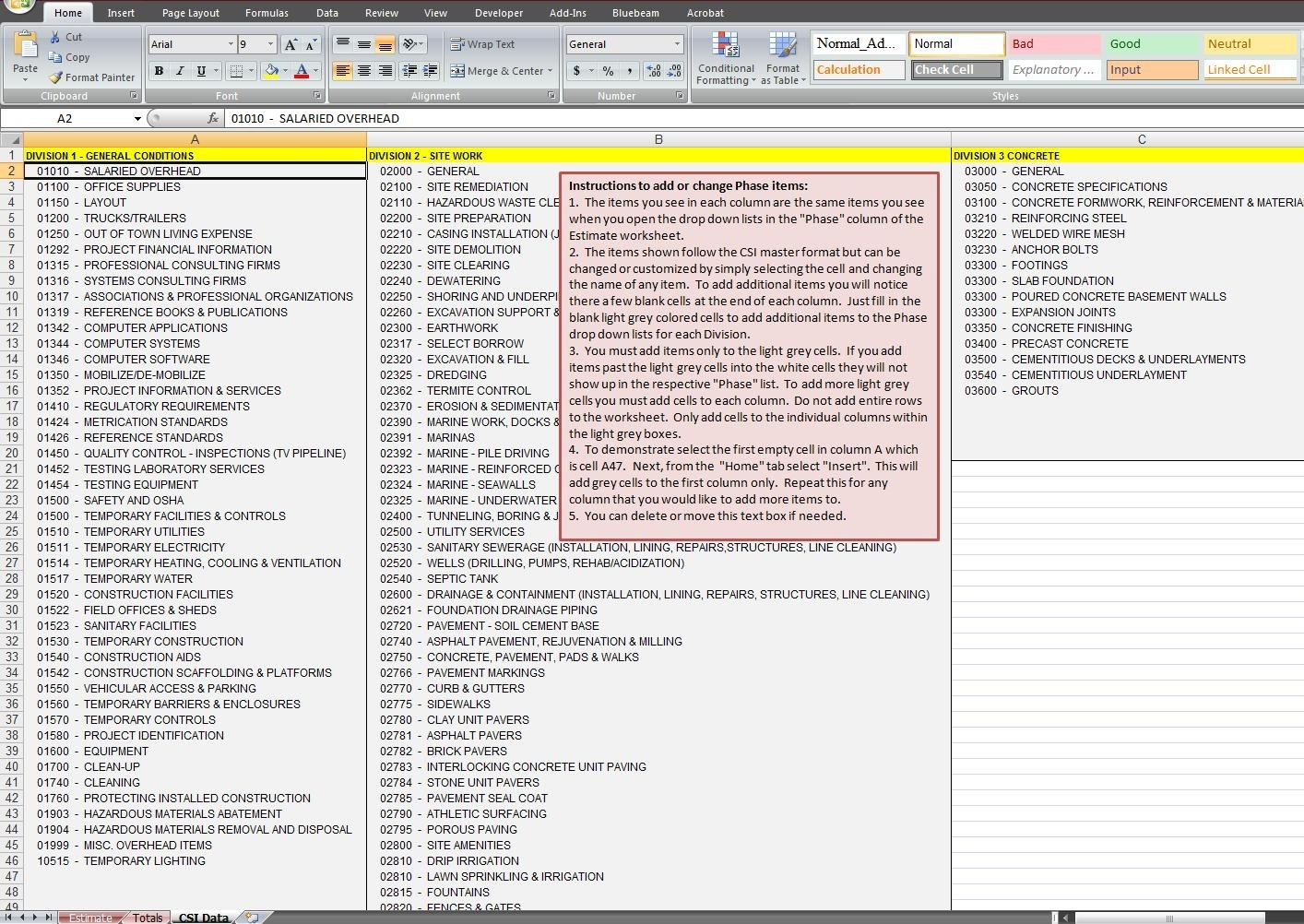 Construction Estimate Form Excel Example of Spreadshee construction