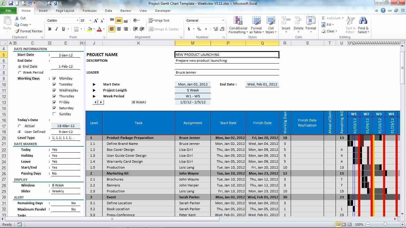 Microsoft Project Planner Template Project Management Spreadsheet within Project Planning