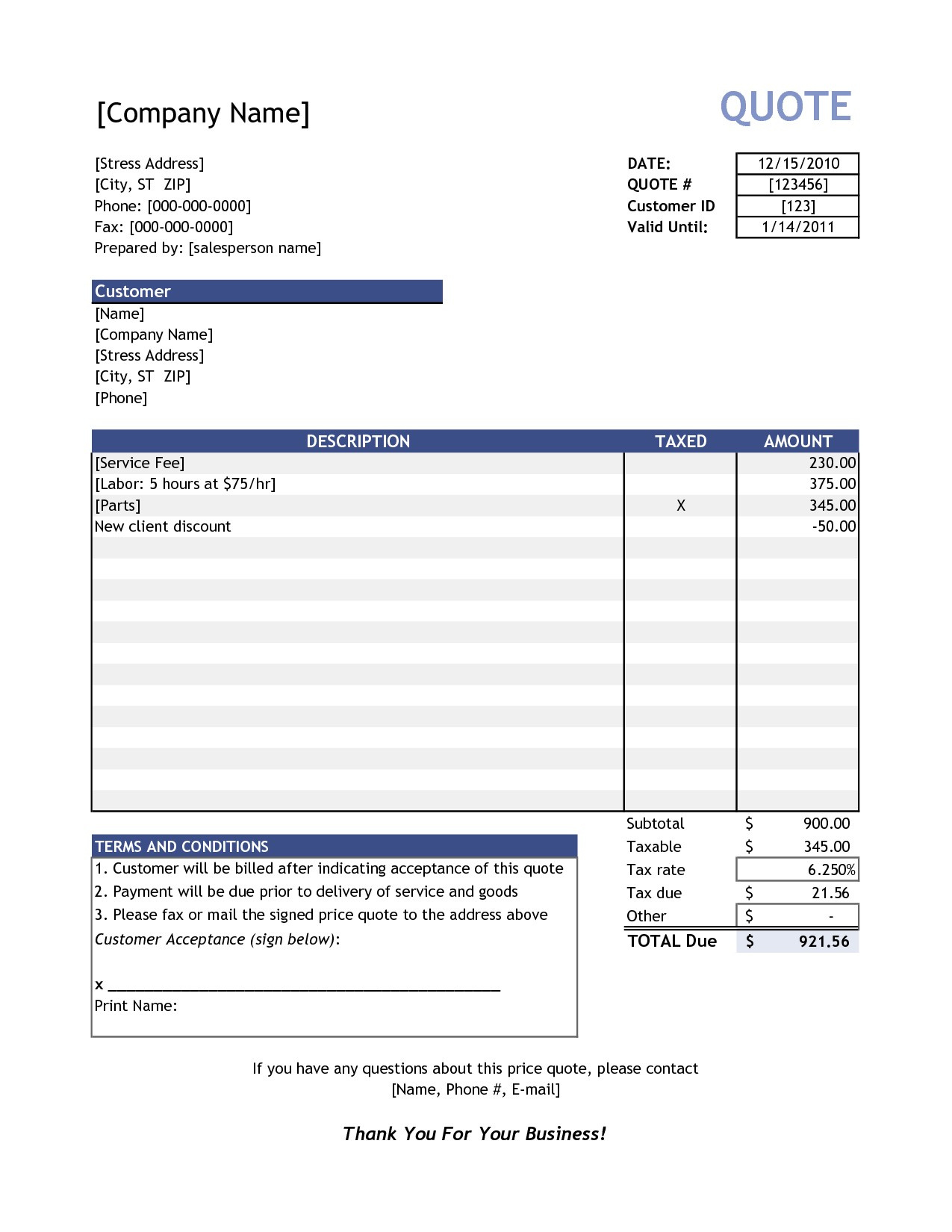 Photography Quote Template Excel My Spreadsheet
