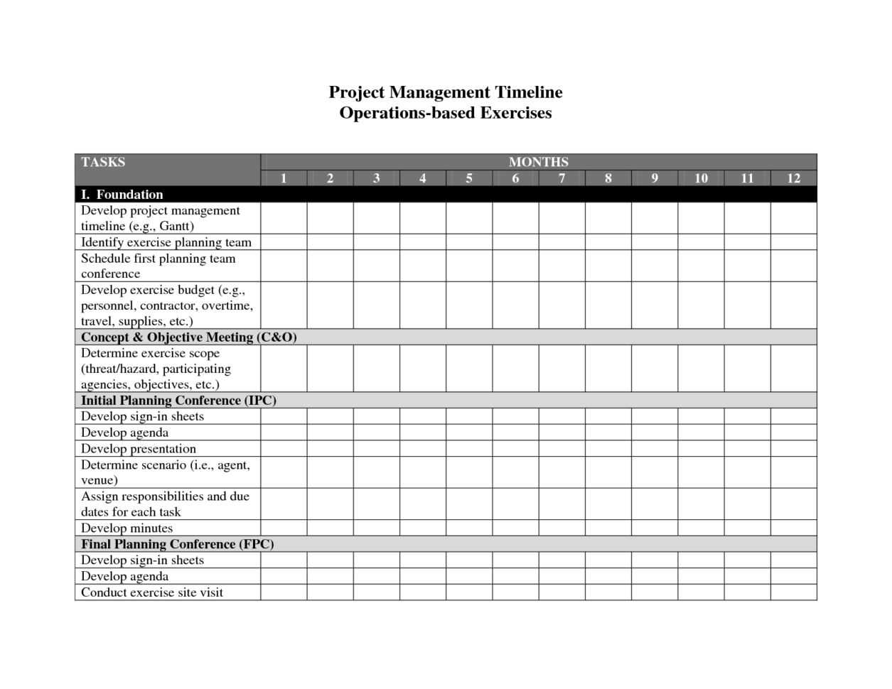 Project Management Timeline Template Word — Project Management Timeline Template Word —