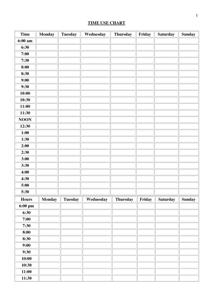 Chart 24 Hour Time Management Chart Template Throughout Time with Time