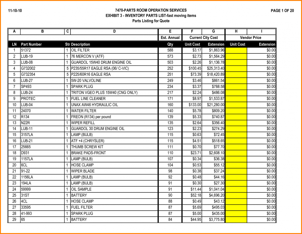 Example Of Inventory List Spreadsheet Moving Template Pianotreasure