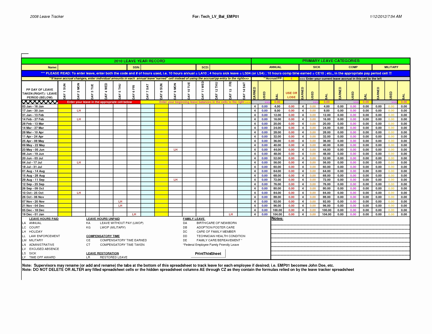 Fmla Tracking Spreadsheet Spreadsheet Softwar intermittent fmla