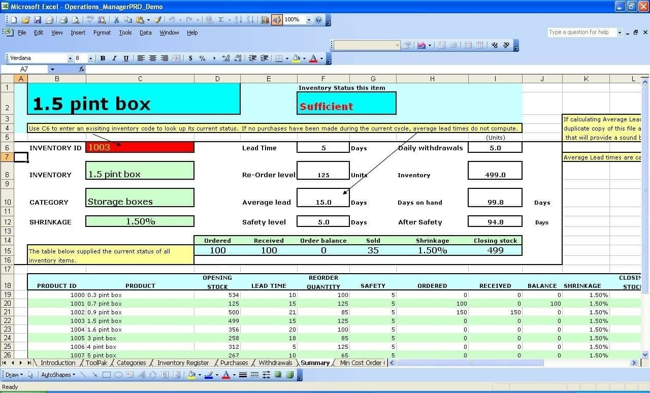Inventory Management System In Excel Free Download