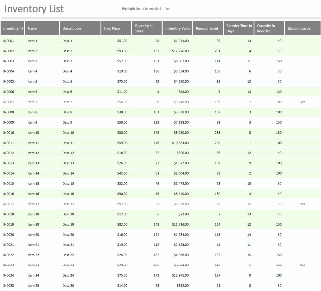 Jewelry Inventory Spreadsheet —