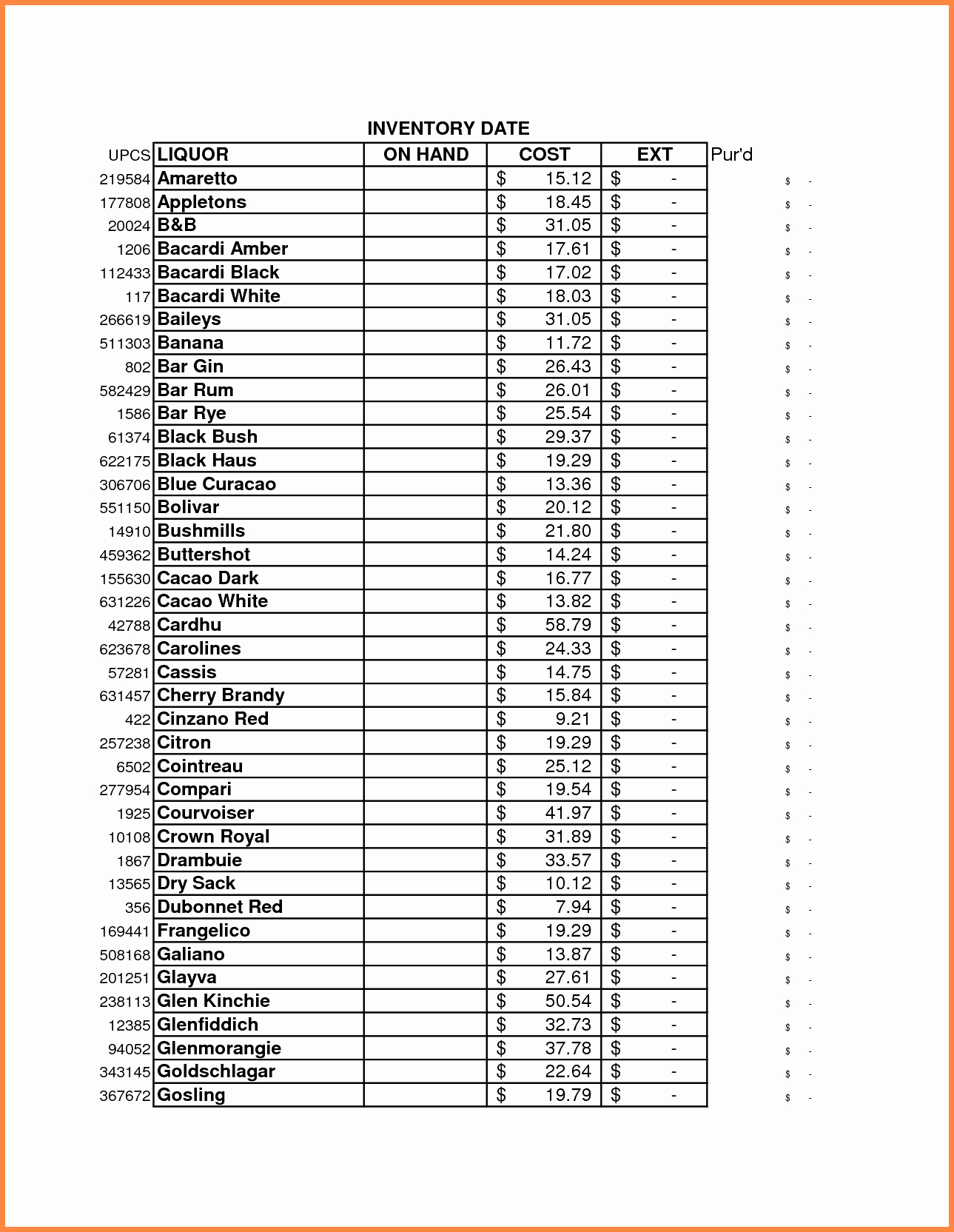 Bar Inventory Sheet Template Free — db-excel.com