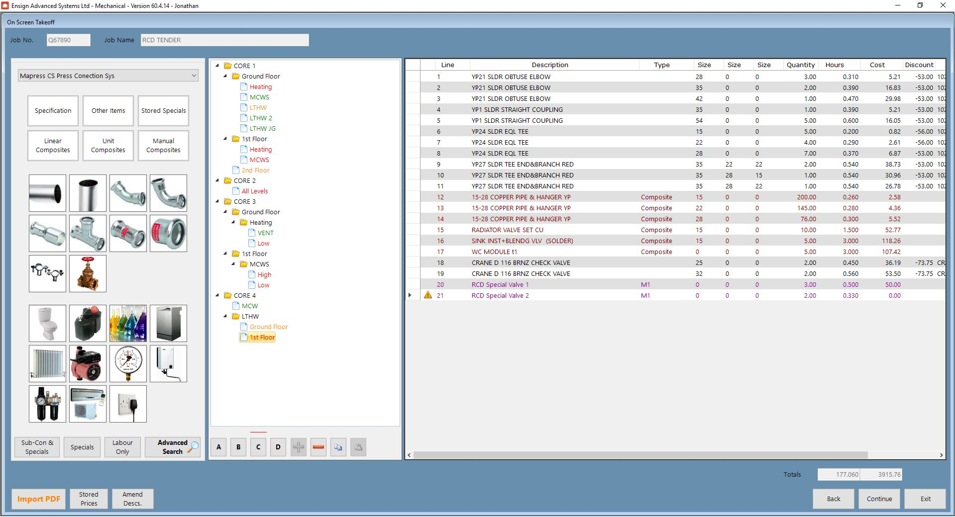 Mechanical Estimating Software Ensign with Estimating Spreadsheets —