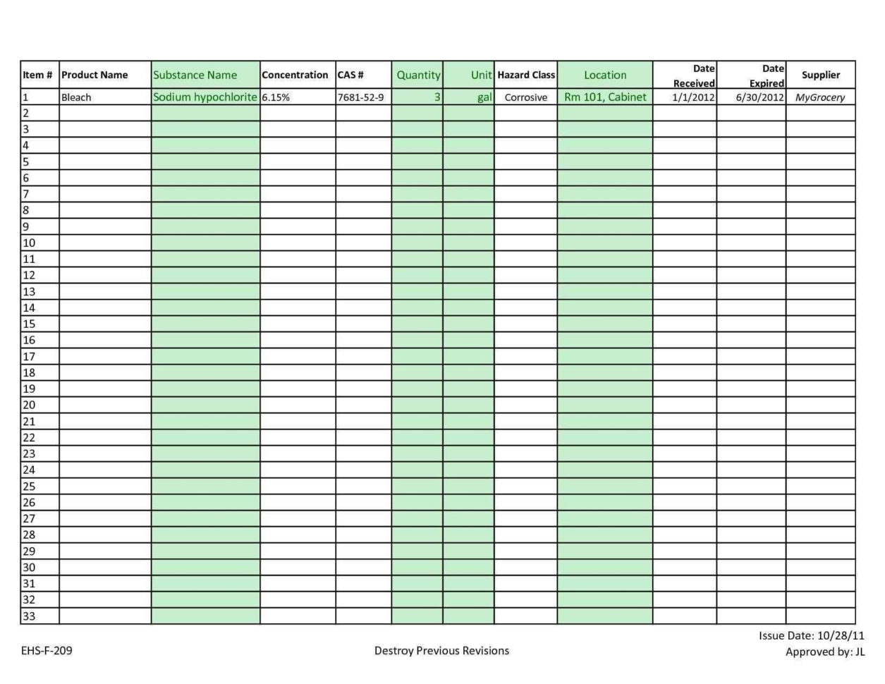 Tool Inventory Spreadsheet Spreadsheet Softwar tool inventory