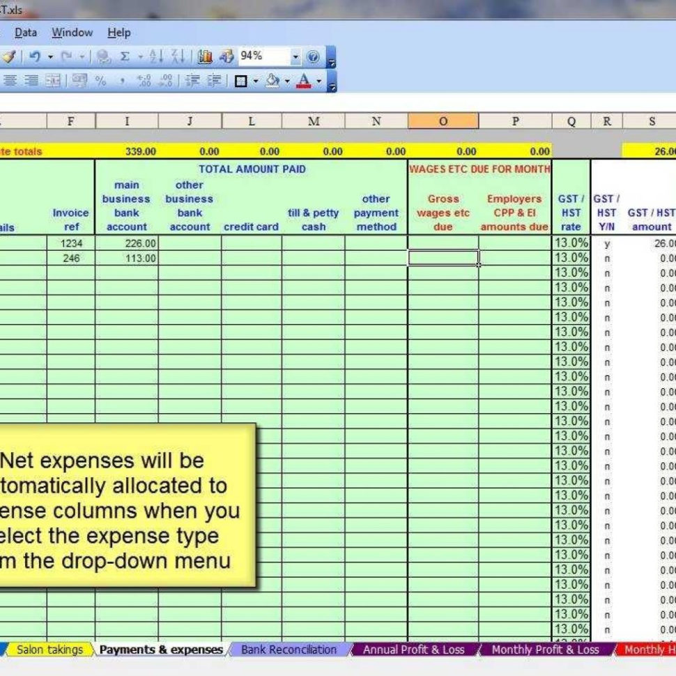 Accounting Spreadsheet Examples —