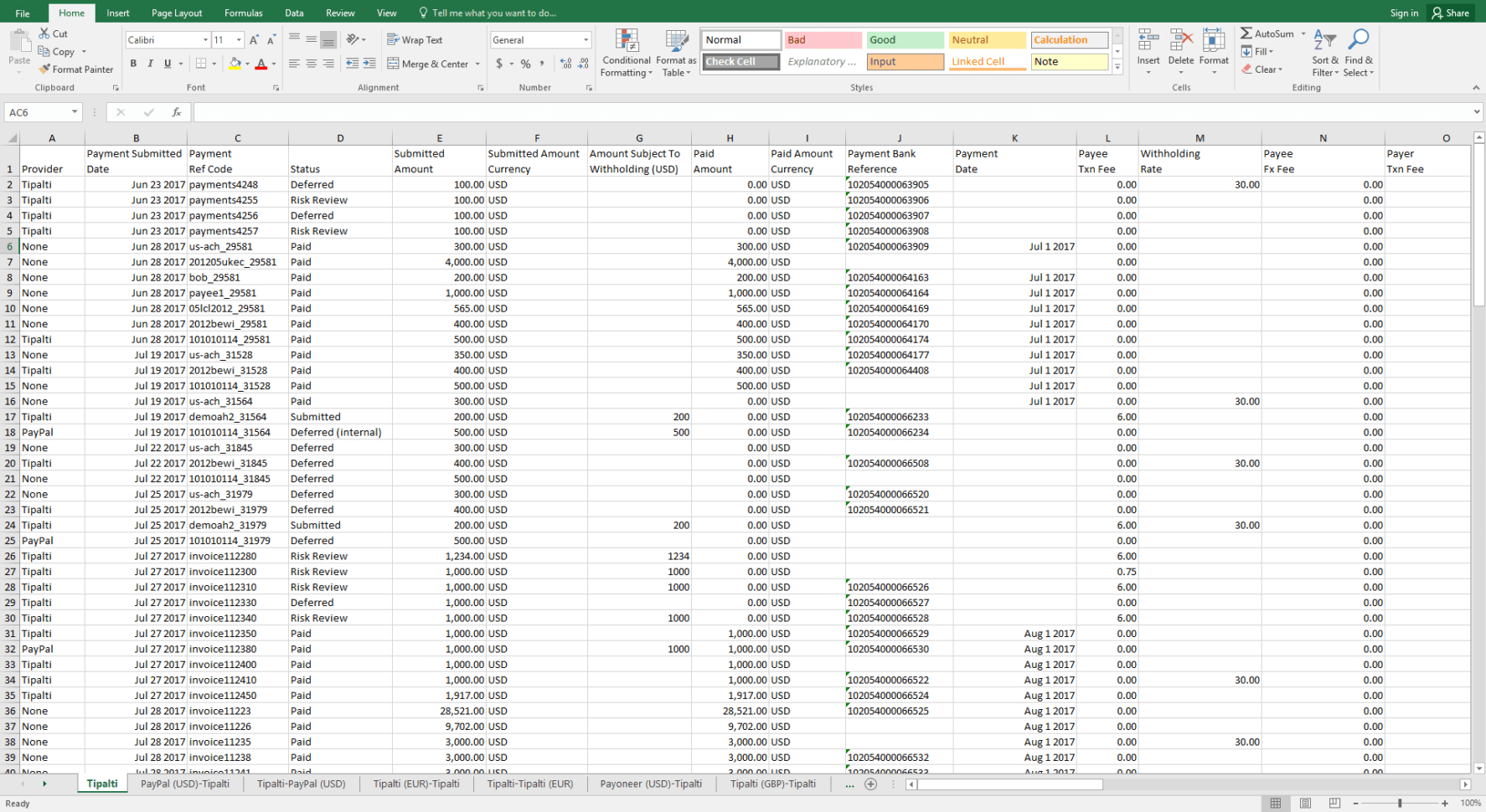 Accounts Payable Reconciliation Spreadsheet —