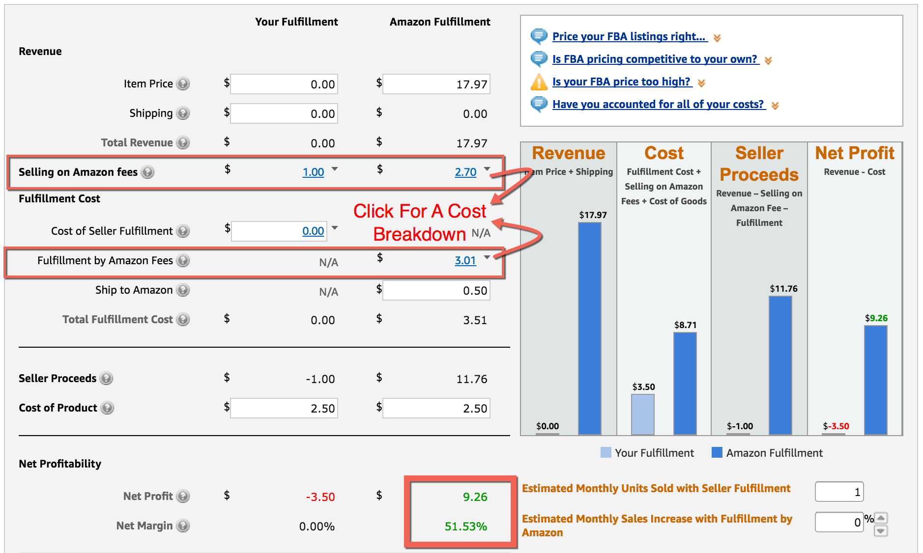 Amazon Fba Seller Sales & Profit Excel Spreadsheet in Fba
