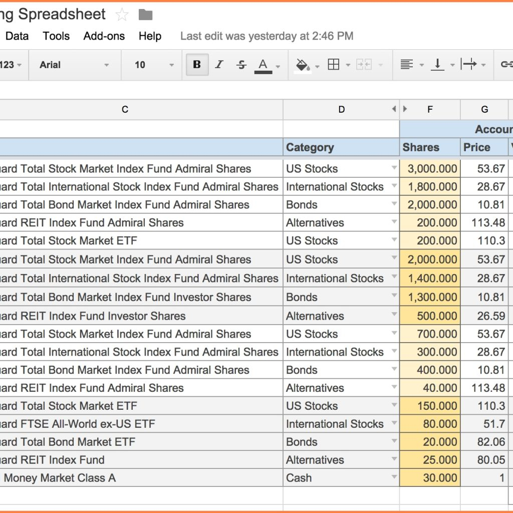 Asset Spreadsheet —