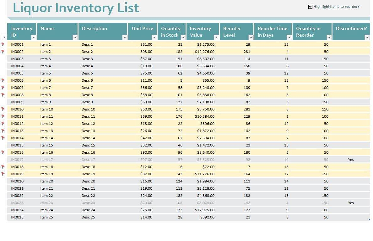 Bar Stocktake Spreadsheet —