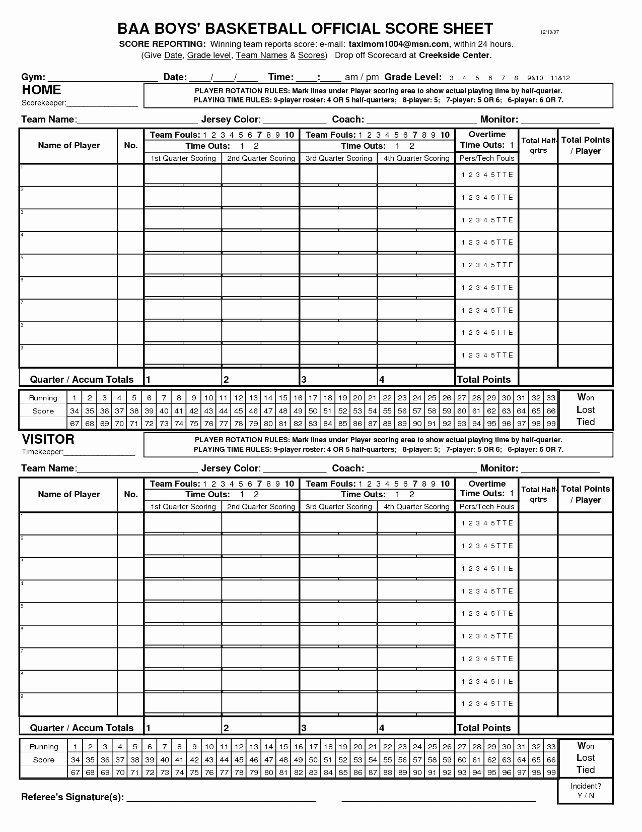 Basketball Playing Time Spreadsheet throughout Basketball Playing Time